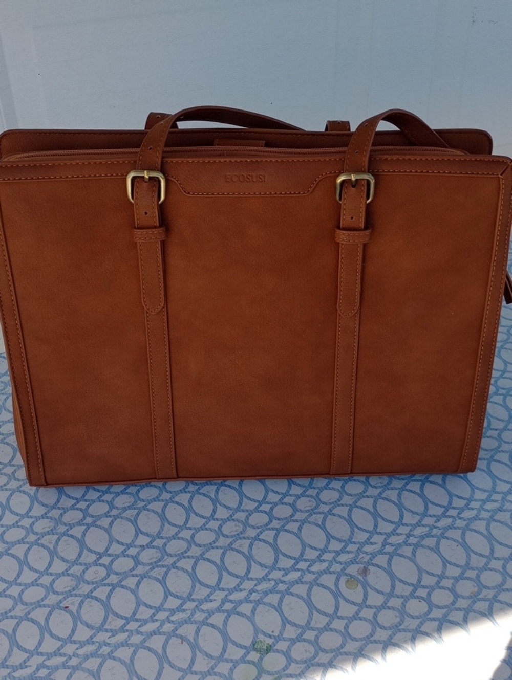 ECOSUSI Cognac Leather-Style Women's Laptop Bag